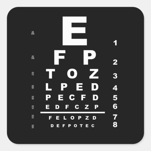 Eye Test Chart Quadratischer Aufkleber (Vorderseite)