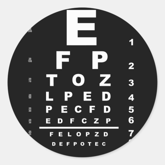 Eye Test Chart Runder Aufkleber (Vorderseite)