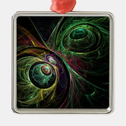 Eye to Eye Abstract Art Square Silbernes Ornament (Vorne)