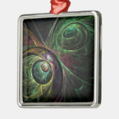 Eye to Eye Abstract Art Square Silbernes Ornament (Links)