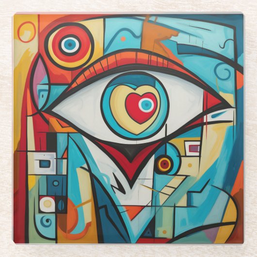 Eye Valentine Liebe Kunst, Dichtung und Musik Glasuntersetzer (Vorderseite)