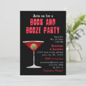 Eyeball Martini Boos Booze Party Einladung (Stehend Vorderseite)