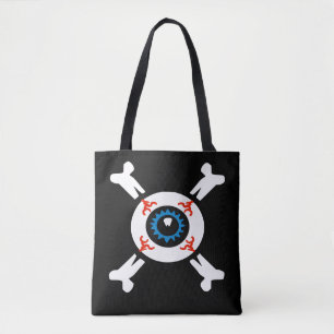 Eyeball und Crossbones (dunkle BG) Tote Bag Tasche