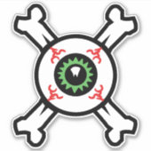 Eyeball und Crossbones (helle Hintergründe) Aufkleber (Vorderseite)