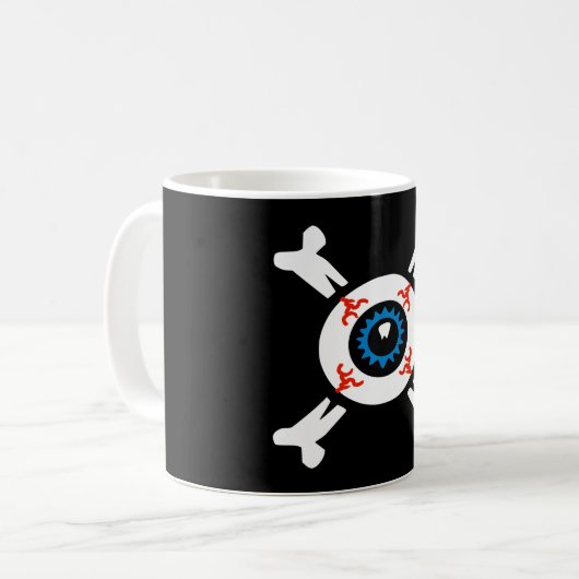 Eyeball und Crossbones Kaffeetasse (Vorderseite Links)