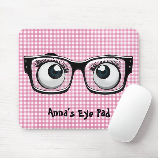 Eyeballs und Brillen auf Gingham Mousepad (Mit Mouse)
