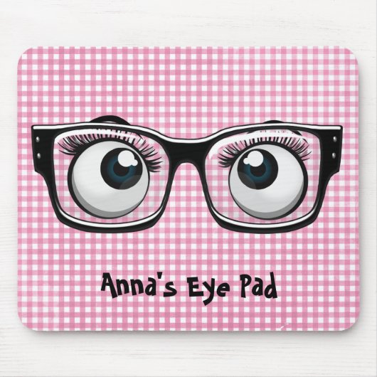 Eyeballs und Brillen auf Gingham Mousepad (Vorne)