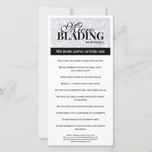 Eyebrow Afcare Simple Black Silver Instruction Dankeskarte (Vorderseite)