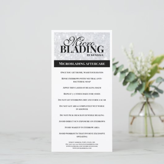 Eyebrow Afcare Simple Black Silver Instruction Dankeskarte (Stehend Vorderseite)