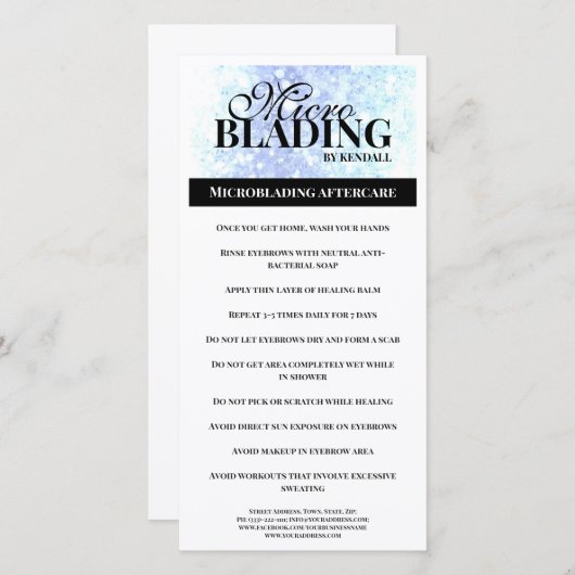 Eyebrow Aftercare Simple Schwarz-weiß Instruction Dankeskarte (Vorne/Hinten)