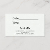 Eyebrow Eyelash Beauty Technician Waxing Salon Visitenkarte (Rückseite)