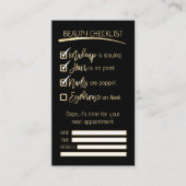 Eyebrow Gold Black Beauty Checklist Business-Logo Terminkarte (Vorderseite)
