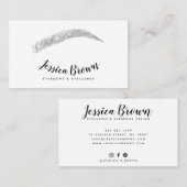 Eyebrow lashes silberfarbene Glitzer Visitenkarte (Vorne/Hinten)