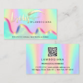 Eyebrow Logo Microblading Holograph QR Rainbow Visitenkarte (Vorne/Hinten)