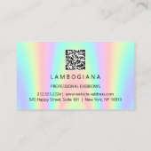 Eyebrow Logo Microblading Holograph QR Rainbow Visitenkarte (Rückseite)