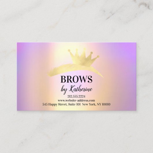 Eyebrow Micorblade Logo Aftercare Logo Crown Gold Visitenkarte (Vorderseite)