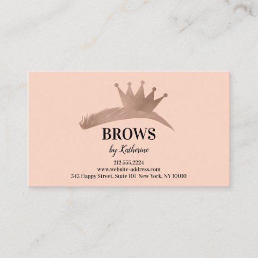 Eyebrow Micorblading Logo Aftercare Rose Crown Visitenkarte (Vorderseite)