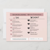 Eyebrow Microblading Aftercare Instructions Card Einladung (Rückseite)