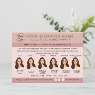 Eyebrow Microblading Aftercare Instructions Card Einladung