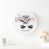 Eyebrow Microblading Tinting Waxing Rose Gold Eyes Große Wanduhr (Zuhause)