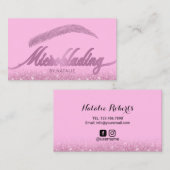 Eyebrow Salon Microblading Modern Pink Glitzer Visitenkarte (Vorne/Hinten)