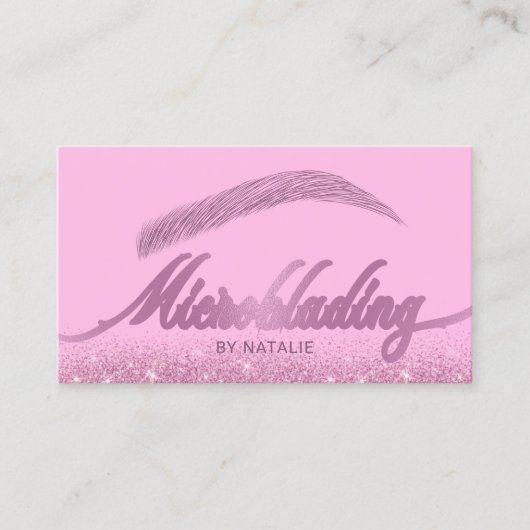 Eyebrow Salon Microblading Modern Pink Glitzer Visitenkarte (Vorderseite)