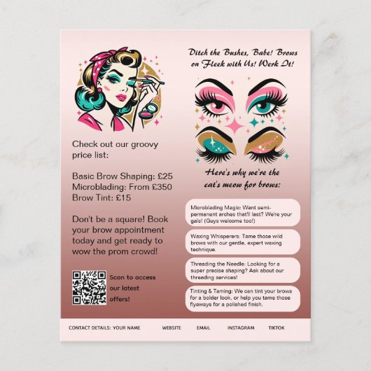 ⭐️ Eyebrow Shaping Flyer Template Blush Dusty Pink (Vorne)