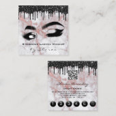 Eyebrows Lash Aquamarin 6 Punches QR Code Rose Quadratische Visitenkarte (Vorne/Hinten)