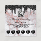Eyebrows Lash Aquamarin 6 Punches QR Code Rose Quadratische Visitenkarte (Rückseite)