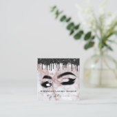 Eyebrows Lash Aquamarin 6 Punches QR Code Rose Quadratische Visitenkarte (Stehend Vorderseite)