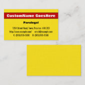 Eyecatching & Bold Paralegal Business Card Visitenkarte (Vorne/Hinten)