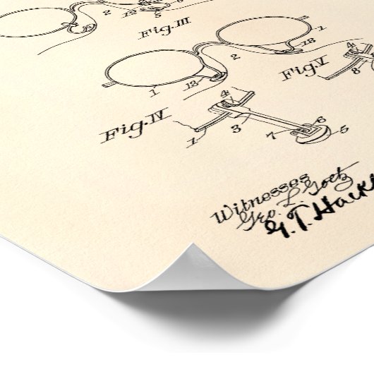 Eyeglass-Unterstützung 1904 Patent Art Old Peper Poster (Ecke)
