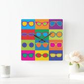 Eyeglasses Checkerboard Quadratische Wanduhr (Zuhause)