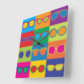 Eyeglasses Checkerboard Quadratische Wanduhr (Winkel)