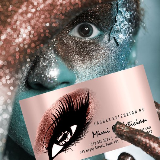 Eyelash Aftercare Instructions Rose Gold Glam Visitenkarte