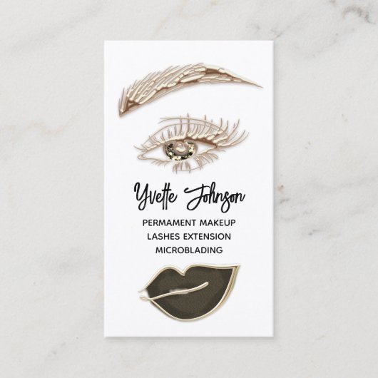 Eyelash Brow Makeup-Logo QR-Code Lippe Weißbraun Visitenkarte (Vorderseite)