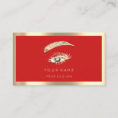 Eyelash Brow Makeup Logo Qr Code Red Gold Gerahmt Visitenkarte (Vorderseite)