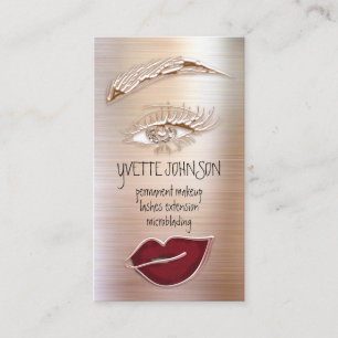 Eyelash Brow Makeup Logo QR Code Red Lips Rose Visitenkarte