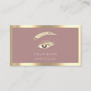 Eyelash Brow Makeup Logo Qr Code Rose Gold Gerahmt Visitenkarte