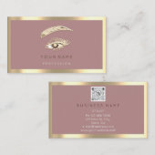 Eyelash Brow Makeup Logo Qr Code Rose Goldrahmen Visitenkarte (Vorne/Hinten)