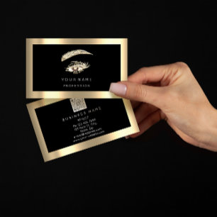 Eyelash Brow Makeup Logo Qr Code Schwarzer Goldrah Visitenkarte