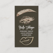 Eyelash Brow Makeup Logo QR Lip Rose Braun Visitenkarte (Vorderseite)