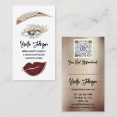 Eyelash Brow Makeup Logo QR Lip Rose Weiß Visitenkarte (Vorne/Hinten)