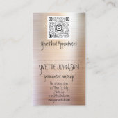 Eyelash Brow Makeup Logo QRCode Lip Rose Glitzer Visitenkarte (Rückseite)