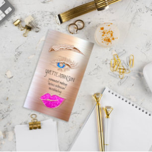 Eyelash Brow Makeup Logo QRCode Lip Rose Rosa Visitenkarte