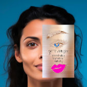 Eyelash Brow Makeup Logo QRCode Lip Rose Rot Rosa Visitenkarte