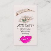 Eyelash Brow Makeup Logo QRCode Lips Rose Rosa Visitenkarte (Vorderseite)
