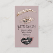 Eyelash Brow Makeup Logo QRCode Lips Rose Schwarz Visitenkarte (Vorderseite)
