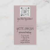Eyelash Brow Makeup Logo QRCode Lips Rose Schwarz Visitenkarte (Rückseite)
