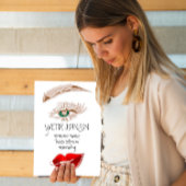 Eyelash Brow Makeup Logo QRCode Lips Rose Weiß Visitenkarte